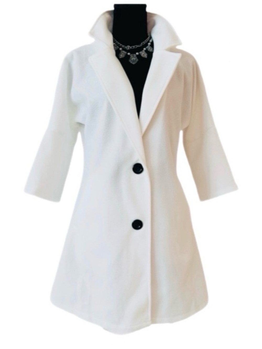 SHEIN ~ Women’s off-white 3/4 sleeve lightweight collared coat size S